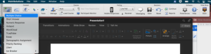 PointSolutions toolbar with the New question-type dropdown open, showing Multiple Choice selected