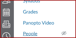 Left-hand Canvas course navigation menu with the Panopto Video link highlighted