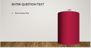 Newly created Multiple Choice polling slide with placeholder question text and one answer choice, with a live results bar