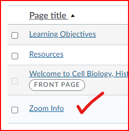 Zoom Info page with red checkmark