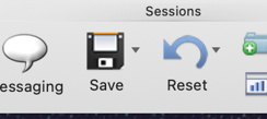 PointSolutions toolbar Sessions group showing the Save and Reset buttons
