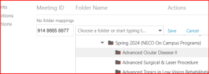 Select Folder And Meeting ID in Panopto
