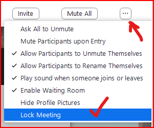 Lock meeting option in menu