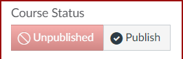 Canvas Course Status panel showing Unpublished and Publish buttons